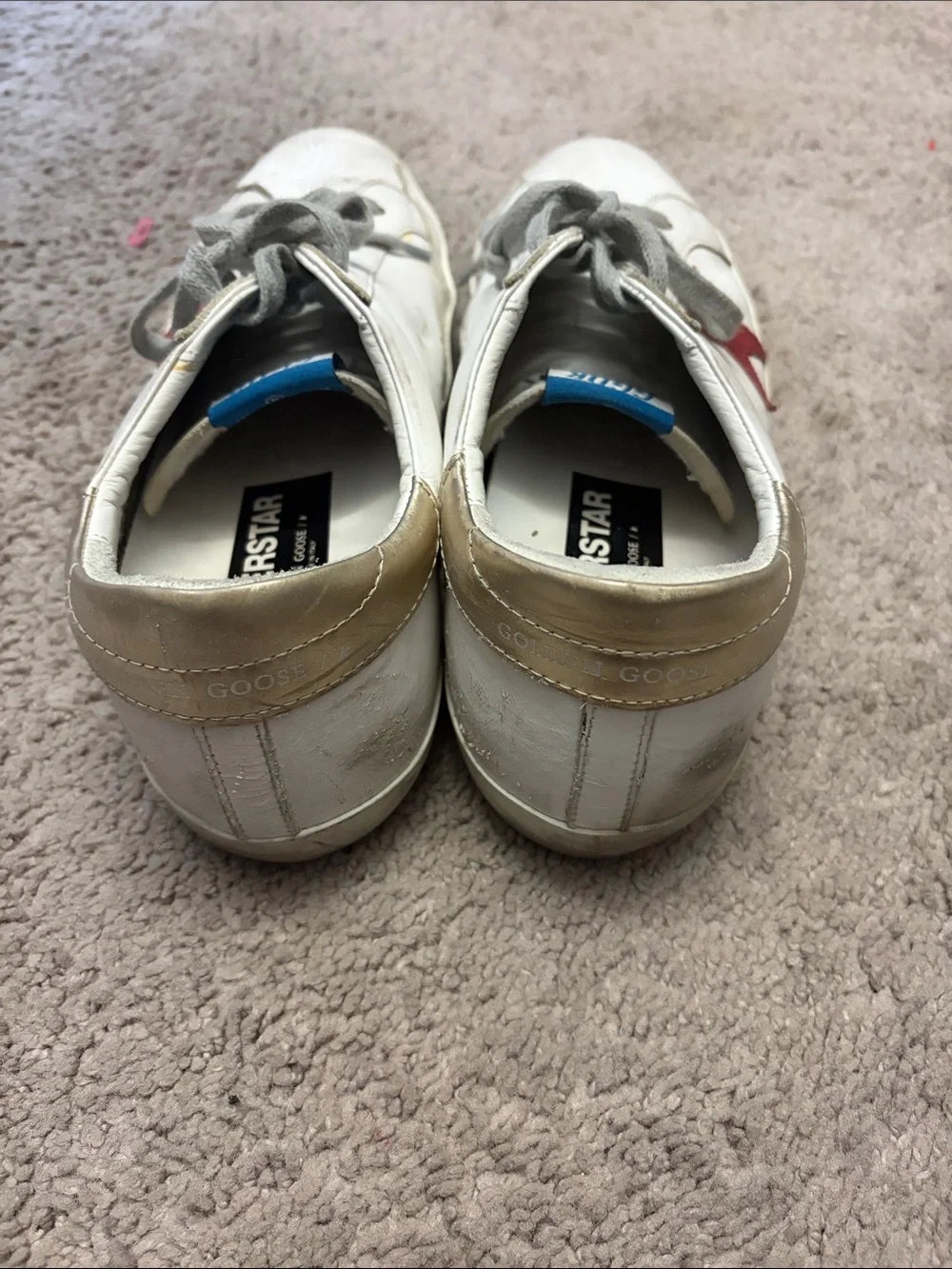 GOLDEN GOOSE MENS Superga White Low-Top Sneakers with Red Star